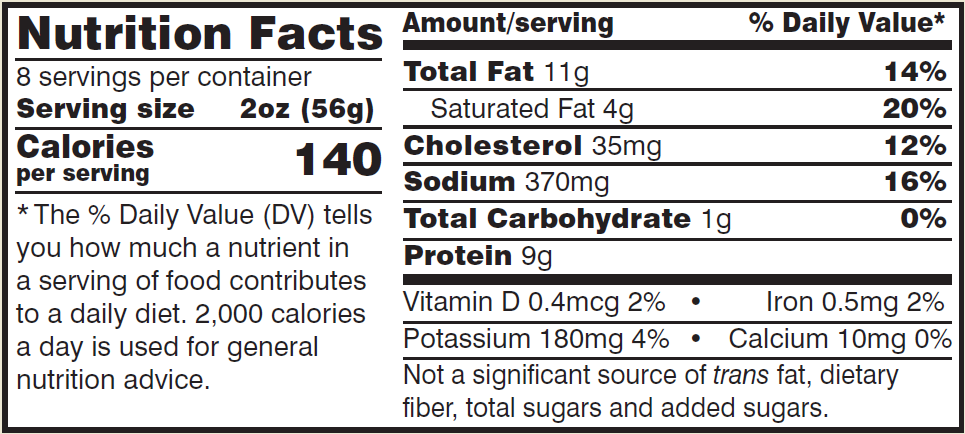 Original Nutrition Label