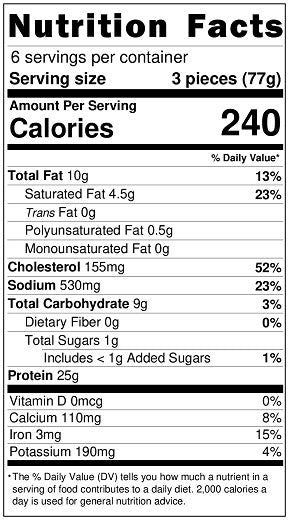 Original Nutrition Label