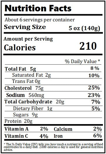 Original Nutrition Label