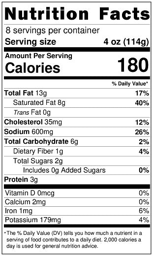 Original Nutrition Label