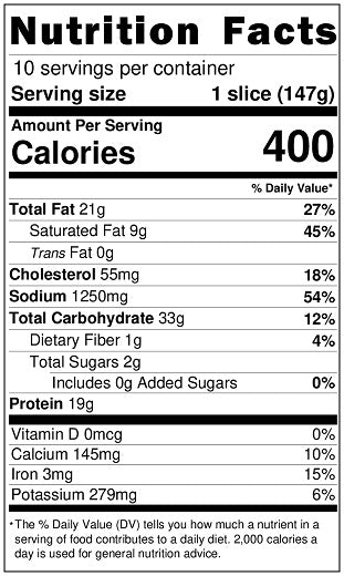 Original Nutrition Label