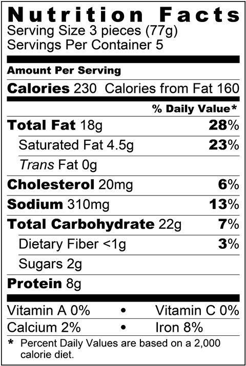 Original Nutrition Label