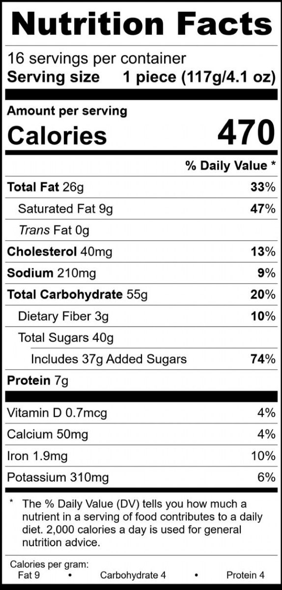 Original Nutrition Label