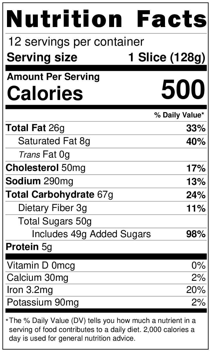 Original Nutrition Label