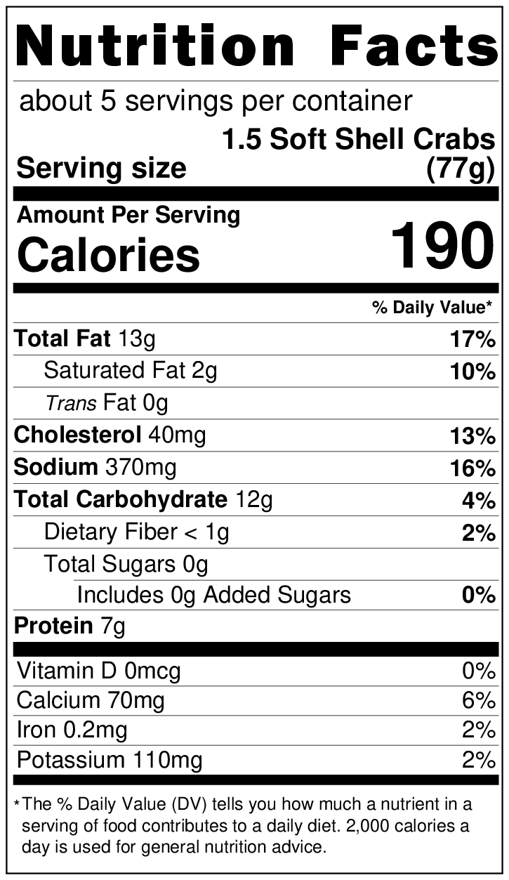 Original Nutrition Label