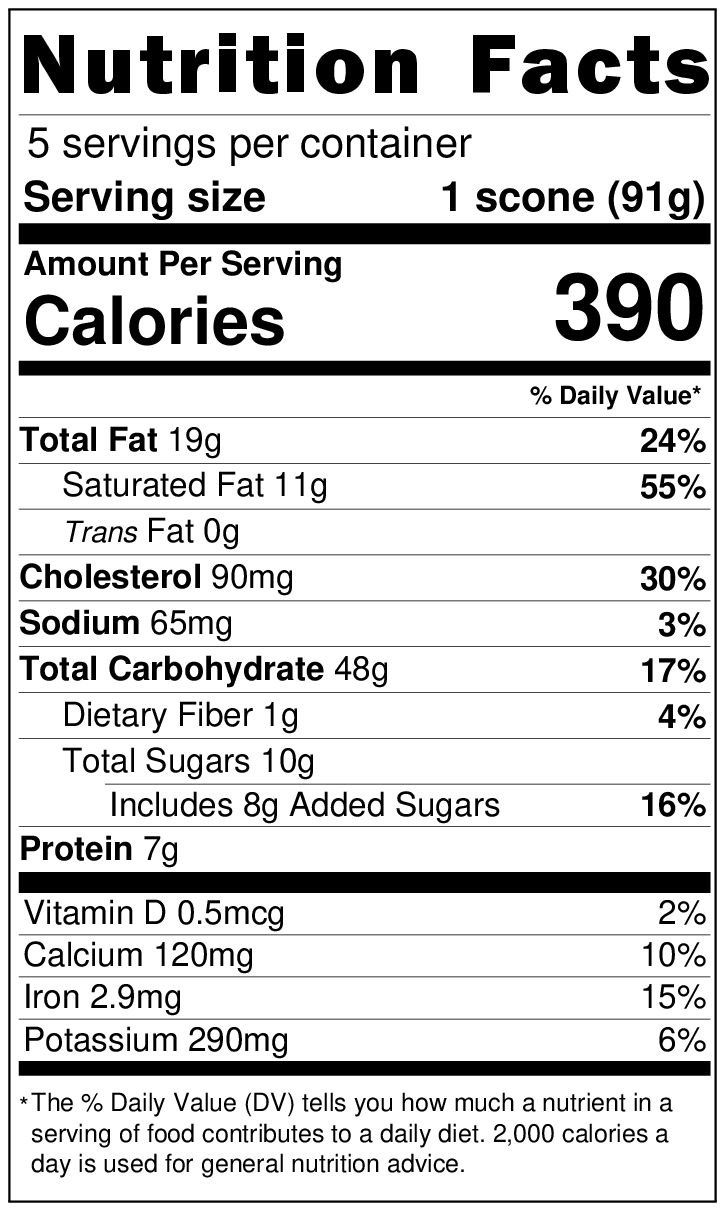 Original Nutrition Label
