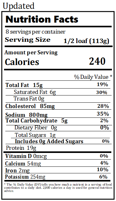 Original Nutrition Label