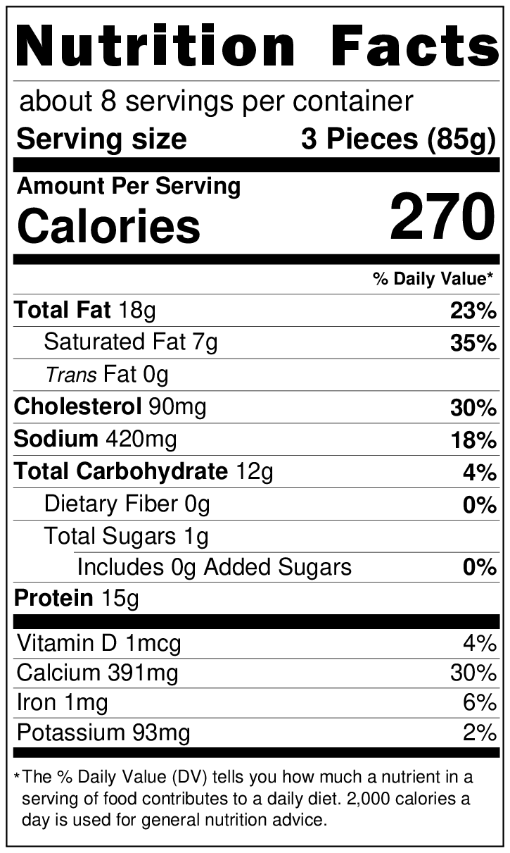 Original Nutrition Label
