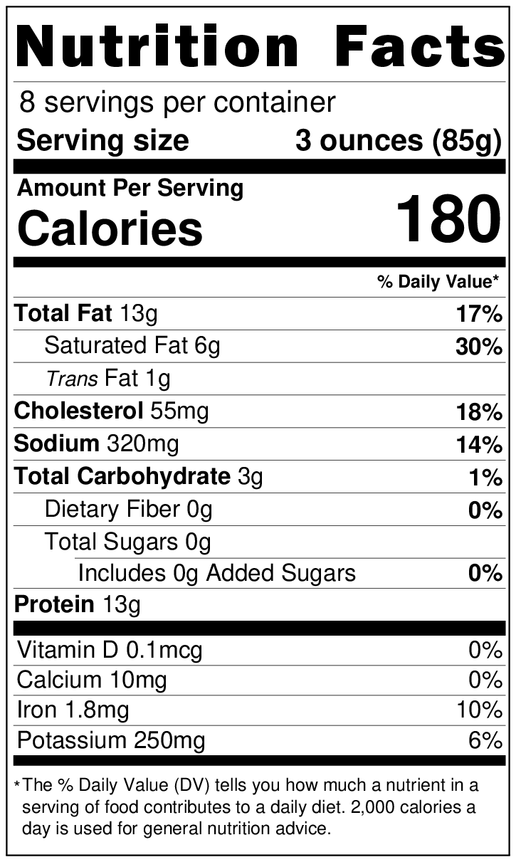 Original Nutrition Label