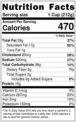 Original Nutrition Label