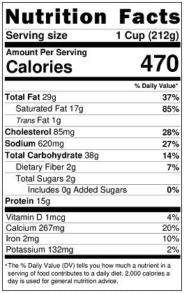 Original Nutrition Label