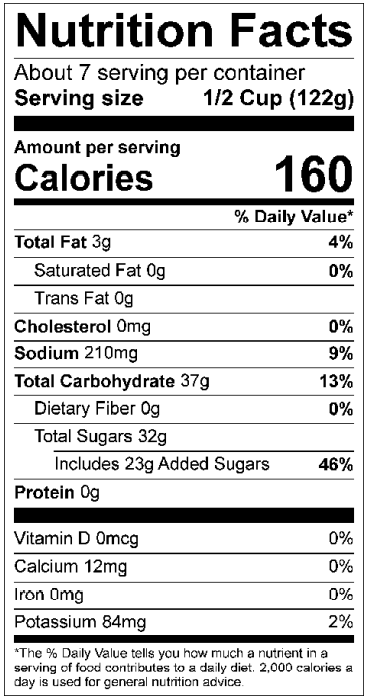 Original Nutrition Label