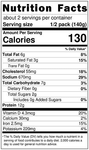 Original Nutrition Label
