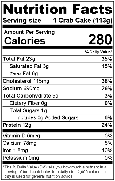 Original Nutrition Label