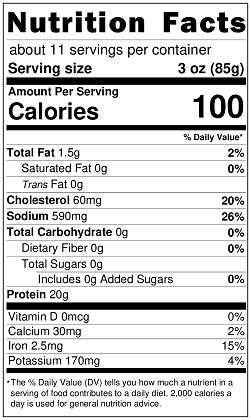 Original Nutrition Label