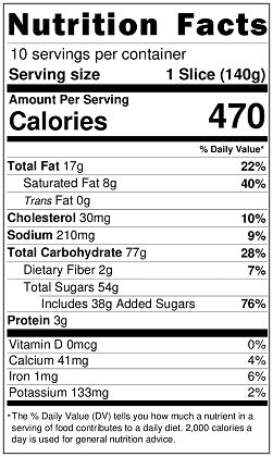 Original Nutrition Label