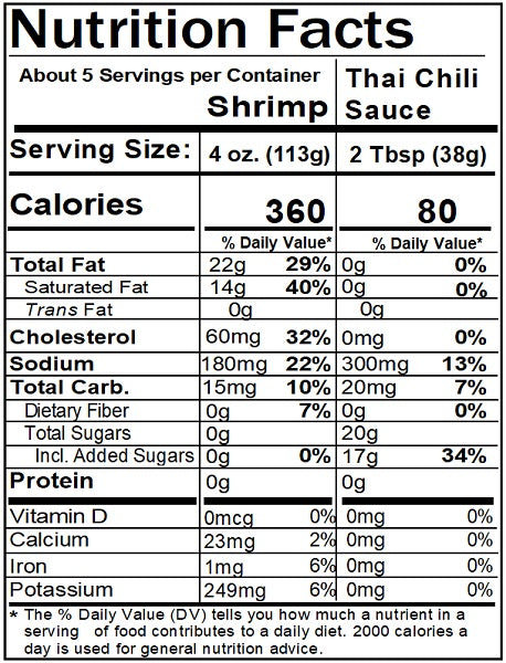 Original Nutrition Label