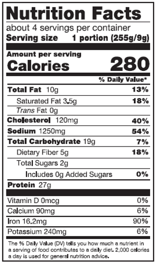 Original Nutrition Label