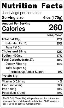 Original Nutrition Label