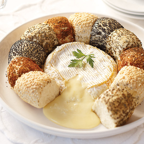 Camembert Cheese Bread Flower with 9.2 oz. Camembert cheese and assorted bread rolls.