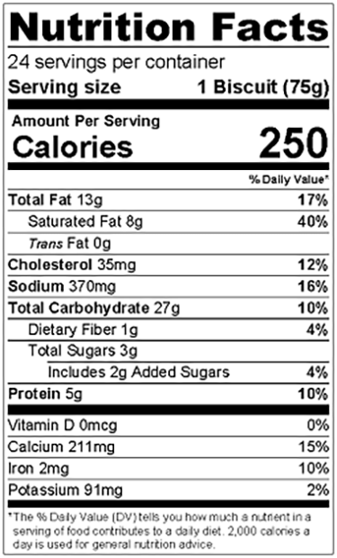Original Nutrition Label