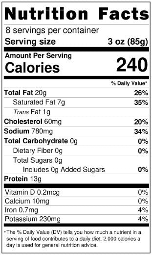 Original Nutrition Label