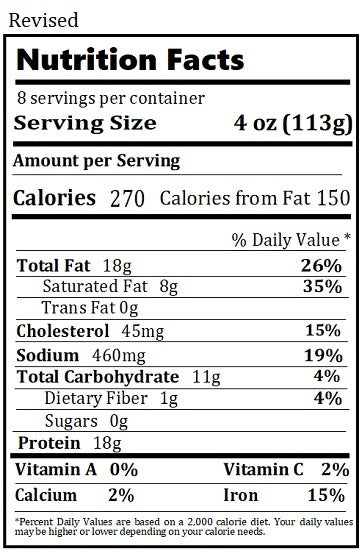 Revised Nutrition Label