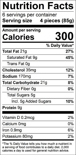 Original Nutrition Label