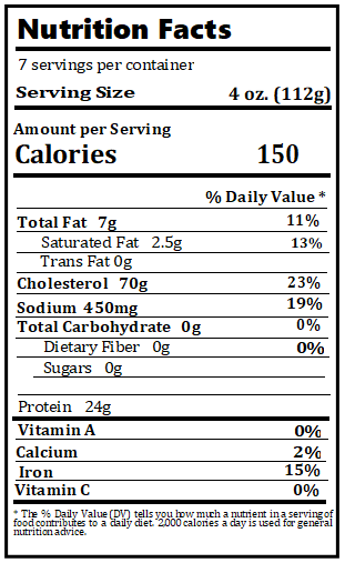 Original Nutrition Label
