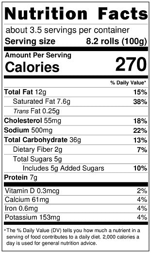 Original Nutrition Label