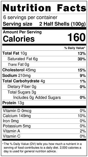Original Nutrition Label