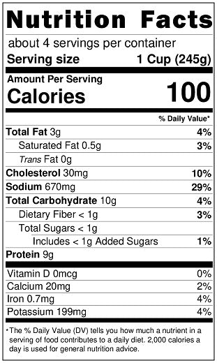 Original Nutrition Label