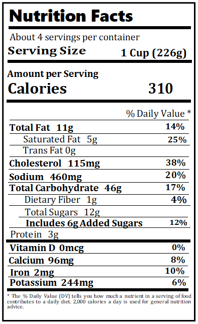Original Nutrition Label