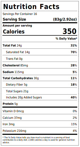 Original Nutrition Label