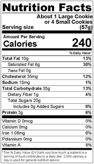 Original Nutrition Label