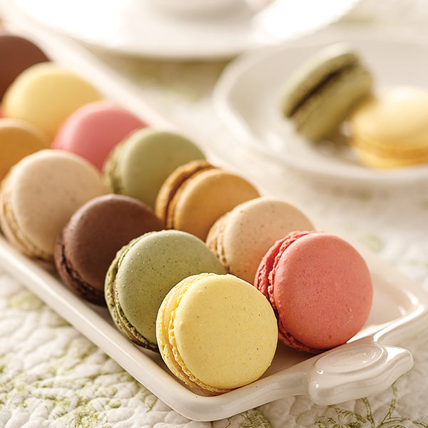 and French Macarons (bottom left to right).