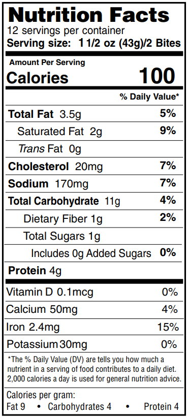 Original Nutrition Label