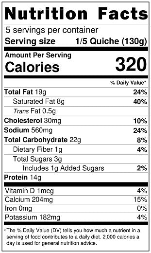 Original Nutrition Label