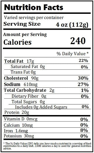 Original Nutrition Label