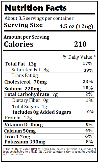 Original Nutrition Label