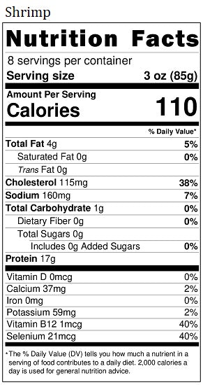 Original Nutrition Label