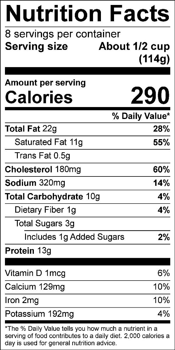 Original Nutrition Label
