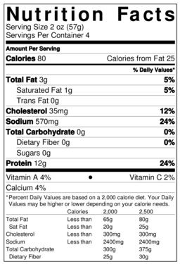 Original Nutrition Label