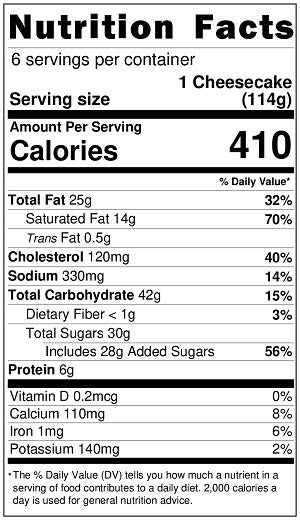 Original Nutrition Label