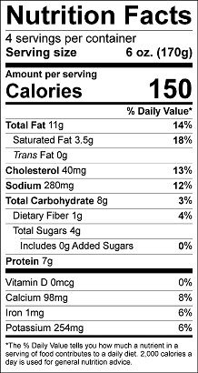Original Nutrition Label