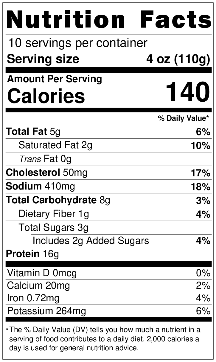 Original Nutrition Label