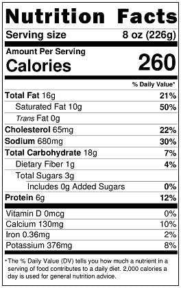 Original Nutrition Label