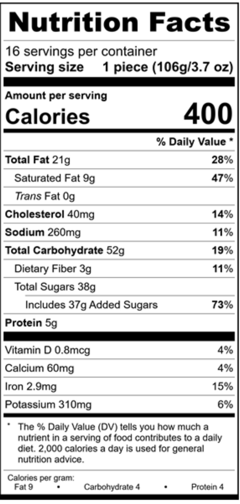 Original Nutrition Label