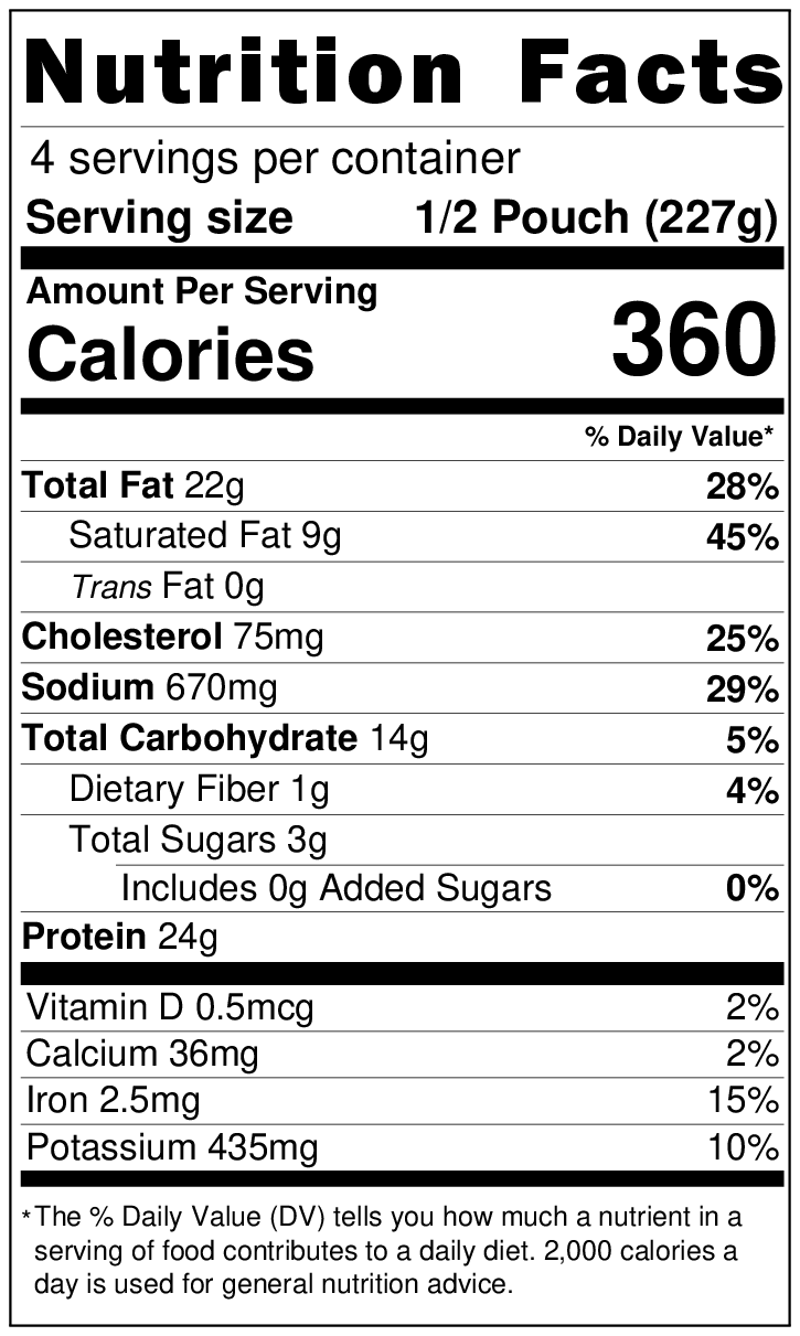 Original Nutrition Label
