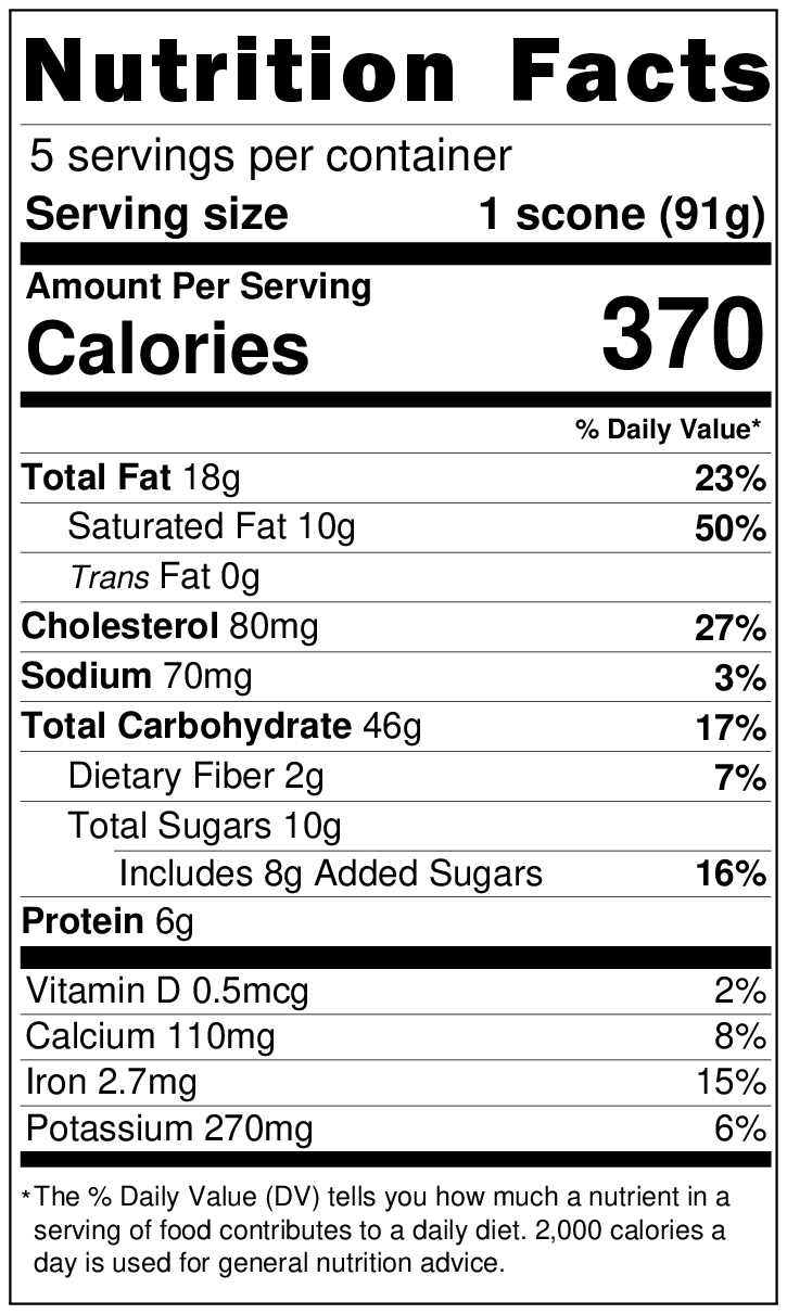 Original Nutrition Label